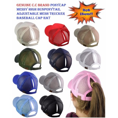 C.C Ponycap Messy High Bun Ponytail Adjustable Mesh Trucker Baseball CC Cap Hat  eb-29459442
